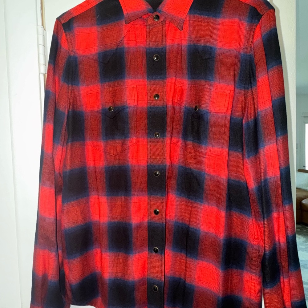 Saint Laurent Red and Blue Checkered Shirt